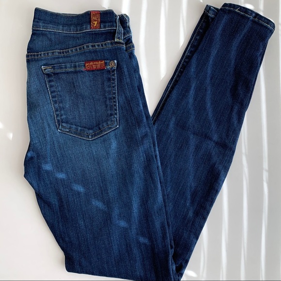 7 For All Mankind Dark Wash Skinny Jeans - Picture 3 of 6
